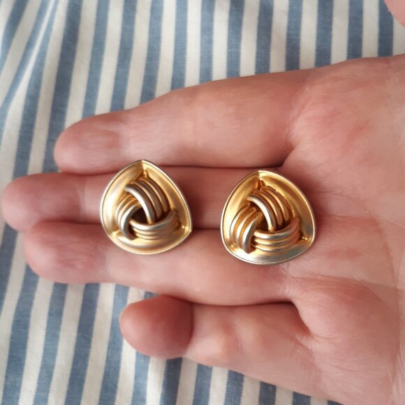 Vintage Givenchy 1980s Signed Clip On Earrings Gold Tone - Picture 1 of 4